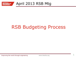 RSB Budgeting Process - Institution of Mechanical Engineers