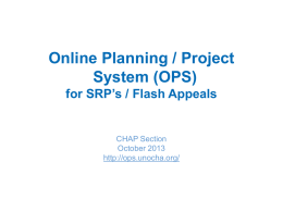 Online Planning / Project System (OPS) for Strategic