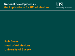 Admissions – The University perspective
