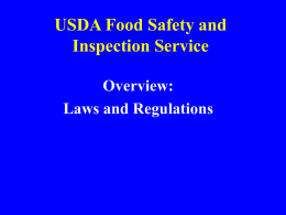 Inspection of Meat, Poultry & Eggs by USDA