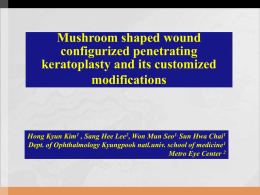 Mushroom shaped wound configurized penetrating keratoplasty