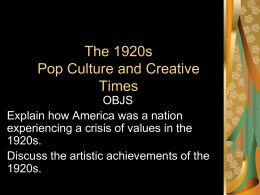 The 1920s Pop Culture and Creative Times