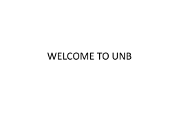 WELCOME TO UNB