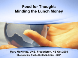 Food for Thought: Minding the Lunch Money