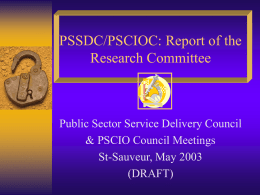 PSSDC: Report of the Research Committee
