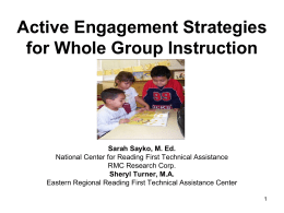 Active Engagement Strategies for Whole Group Instruction
