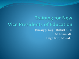 Training for New Vice Presidents of Education