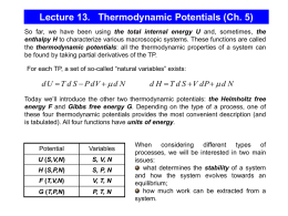 Lecture 13. Thermodynamic Potentials (Ch. 5)