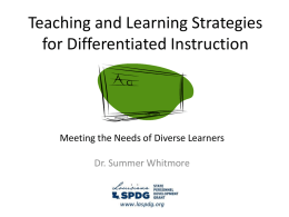 Teaching and Learning Strategies for Differentiated