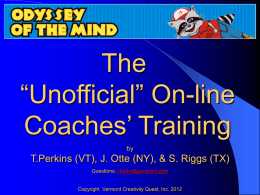 'Unofficial' Odyssey of the Mind Coaches Training