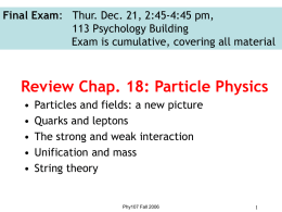 Review Chap. 18: Particle Physics