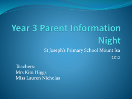 Year 3 Parent Information Night
