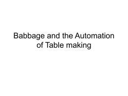 Babbage and the Automation of Table making