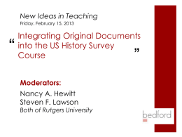 Integrating Original Documents into the US Survey Course