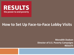 RESULTS - Face-to-Face Lobby Visits (Activist Toolkit)