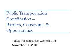 Public Transportation Coordination – Barriers, Constraints