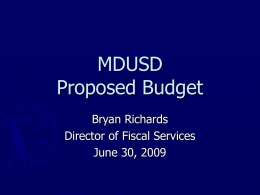 MDUSD Proposed Budget 2009-10
