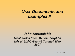 User Documents and Examples II