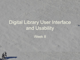 Digital Library User Interface and Usability