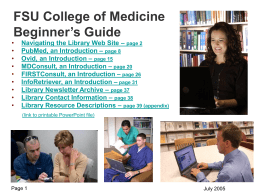 Beginner's Guide to FSU College of Medicine Virtual Libray