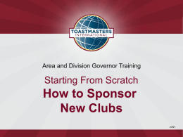 How to Sponsor New Clubs - Toastmasters International