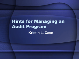Hints for Managing an Audit Program