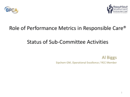 Role of Performance Metrics in Responsible Care / Status