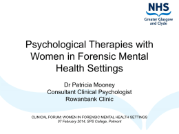 Psychological Therapies with Female MDO’s