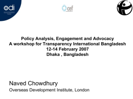 Naved Chowdhury -Policy Analysis, Engagement and Advocacy