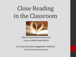 Contingency Teaching During Close Reading