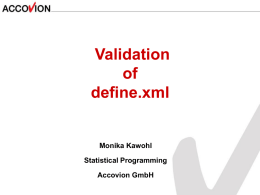 Validation of define.xml
