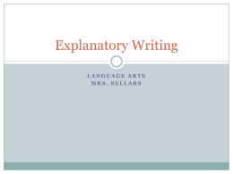 Explanatory Writing - Cinnaminson Township Public Schools