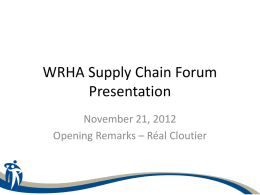 WRHA Vendor Presentation