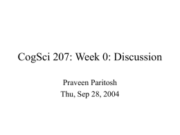 CogSci 207: Introduction, Fall 2003