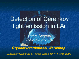 Detection of Cerenkov light emission in LAr