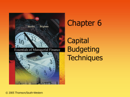 Chapter 6 - Capital Budgeting Techniques