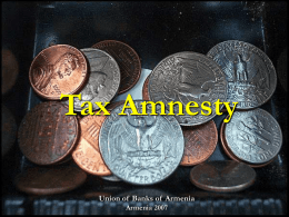 Tax amnesty - Union of Banks of Armenia