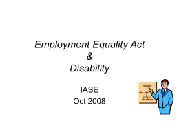 Equality Legislation & Disability