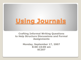 Using Journals - Quinnipiac University