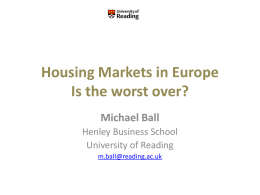 Housing Markets in Europe Is the worst over?