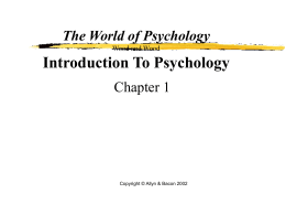 INTRODUCTION TO PSYCHOLOGY Chapter 1