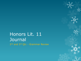 Honors Lit. 11 Vocab. Journal
