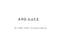 A P.O. is a C.E. - University of California, Berkeley