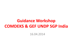 Guidance Workshop GEF UNDP SGP and Wells for India