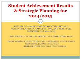 Student Achievement Results & Strategic Planning for 2014/2015