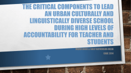 The Critical Components to Lead an Urban Culturally and