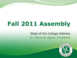 Fall 2011 Assembly - Motlow State Community College