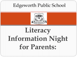 Literacy Information Night for Parents: