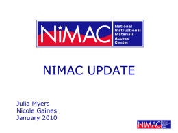 NIMAC Update - National Center on AIM