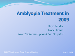 Current Amblyopia Therapies